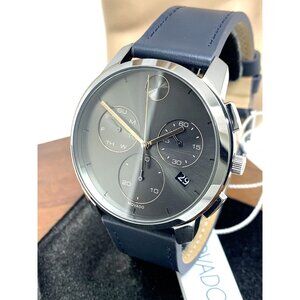 Movado Men's Watch 3600720 Swiss Quartz Chronograph Gray Dial Leather Band 42mm